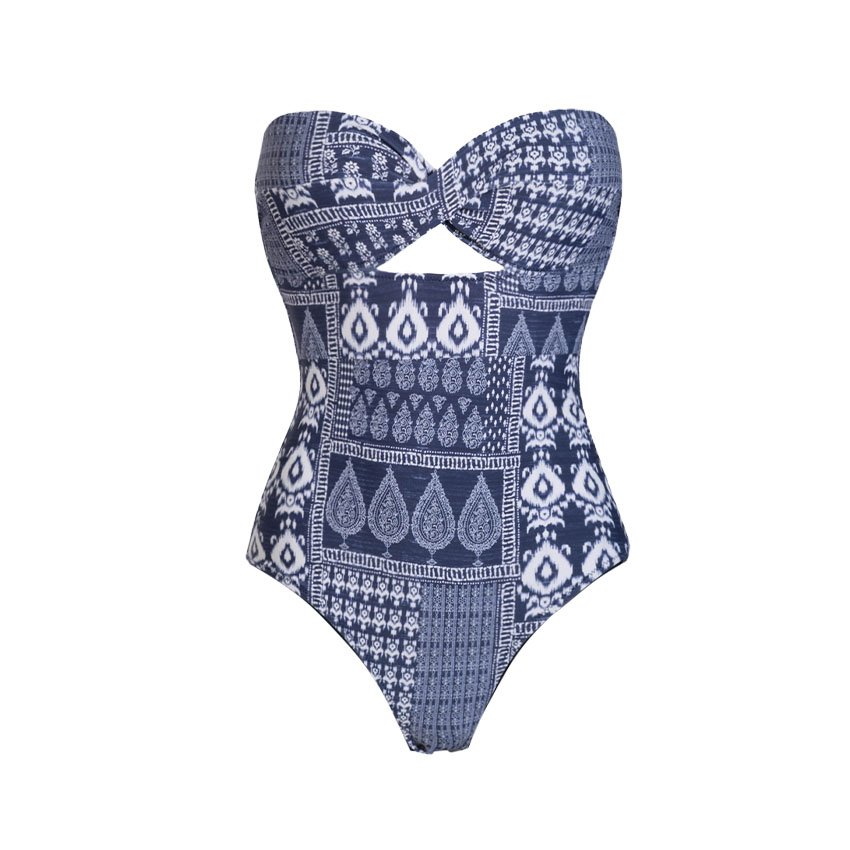 Bandeau Cutout Ethnic Print Swimsuit Set(s)